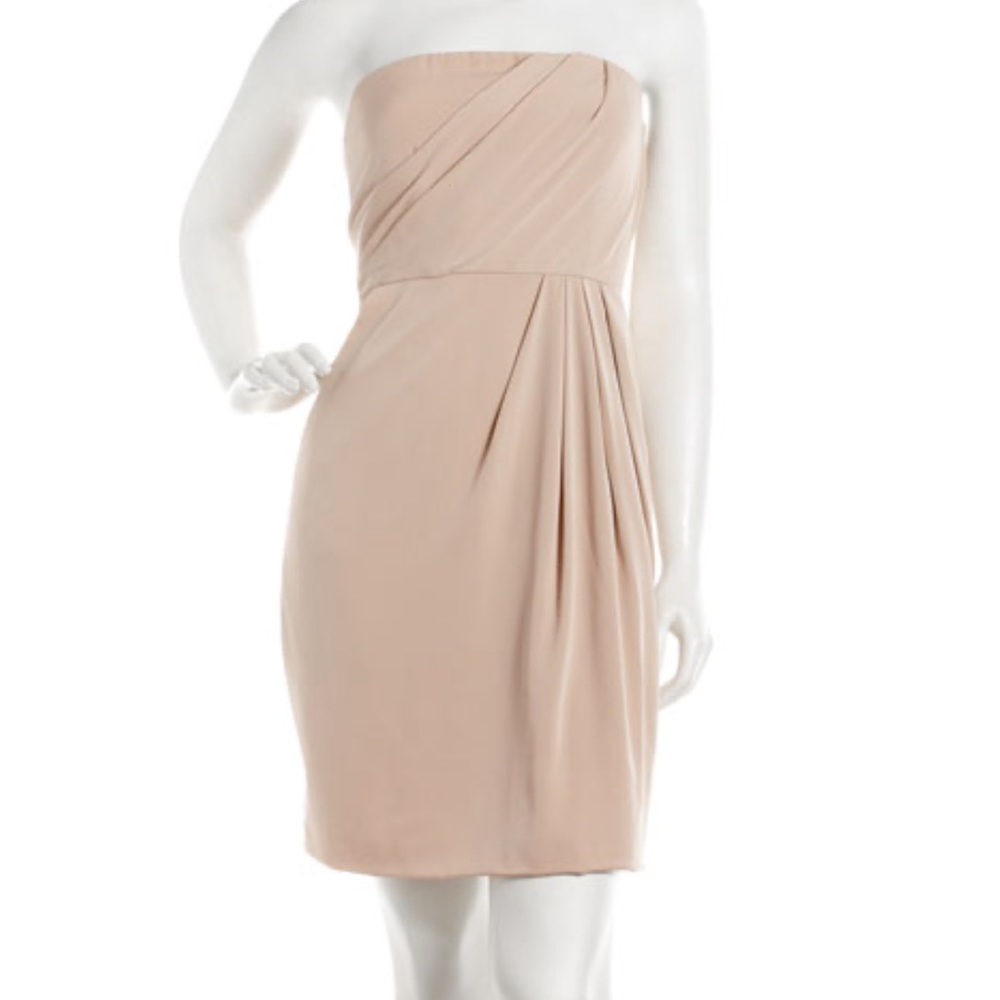 Theory Jalena nude blush silk strapless dress